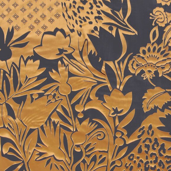 Johnny Was Lola Silk Burnout Scarf Square Large Floral Gold Black Tassel NEW - Picture 3 of 3